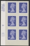 U2932  97p violet  2B   M14L  cyld. D1  grid position  R1 C2  DLR  U/M (MNH)