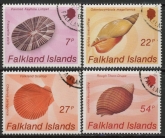 1986 Falkland Islands.  SG.518-21  Seashells set 4 values. used (CTO)