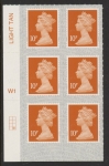 U2923 10p dull orange M20L Cyld W1  grid position R4 C2  SBP s/L  Walsall U/M (MNH)