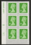 U2924 20p Green M20L Cyld. W1  grid position R2 C1 SBP  s/L  Walsall.  U/M (MNH)