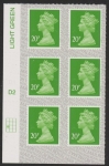 U2924 20p Green M17L Cyld. D2  grid position R3 C1 SBP  L/s  DLR.  U/M (MNH)