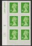 U2924 20p Green M15L Cyld. D2  grid position R2 C2  DLR  U/M (MNH)