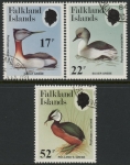 1984 Falkland Islands. SG.489-91  Grebes. set 3 values. used (CTO)