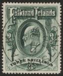 1904 Falkland Islands.  SG.49 3/- green. fine used.