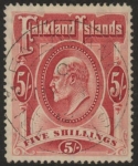 1904 Falkland Islands.  SG.50  5/- red. fine used.