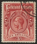 1912 Falkland Islands - SG.67  5/-  deep rose-red. fine used.