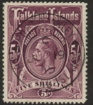 1912 Falkland Islands SG.67b  KGV 5/-maroon. fine used.