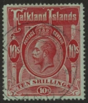 1914 Falkland Islands  SG.68  10/- red/green.  fine used.