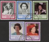 1986 Falkland Islands.  SG.522-6  60th Birthday Queen Elizabeth II  set 5 values. Used (CTO)