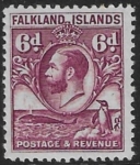 1936 Falkland Islands SG.121a 6d reddish purple. line perf. U/M (MNH).