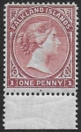 1887 Falkland Islands - SG.8  1d brownish claret crown CA sideways watermark. U/M (MNH)
