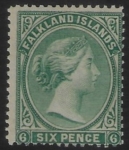 1878 Falkland Islands - SG.3  6d blue-green  no watermark. U/M (MNH)