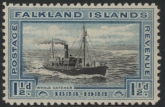 1933 Falkland Islands.  SG.129  1½d black & blue. U/M (MNH)
