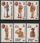 1992 Falkland Islands. SG.665-70  Centenary of Falkland Islands Defence Force.  set 6 values Used(CTO)