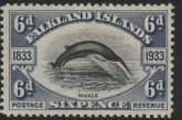 1933 Falkland Islands.  SG.133  6d black & slate - KGV Centenary.  mounted mint.