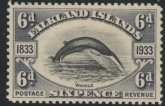 1933 Falkland Islands.  SG.133  6d black & slate - KGV Centenary.  U/M (MNH)