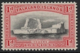 1933 Falkland Islands.  SG.128  1d black & scarlet. U/M (MNH)