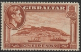 1938 Gibraltar SG.122 1d yellow-brown perf 14 mounted mint