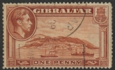 1938 Gibraltar SG.122 1d yellow-brown perf 14 Used