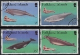 1996 Falkland Islands.  SG.771-4  Beaked Whales.  set 4 values. fine used (CTO)