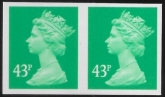 Y1718a   43p  'IMPERF PAIR' 2B emerald. blue fluor. ex sheet   DLR  U/M (MNH)