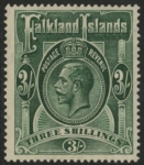 1912 Falkland Islands.  SG.66  KGV. 3/- slate green.  U/M (MNH)