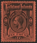 1914 Falkland Islands - SG.69  £1  black/red. Unmounted mint.