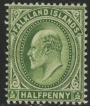 1904 Falkland Islands SG.43c  ½d deep yellow green.U/M (MNH)