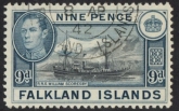 1938  Falkland Islands. SG.157 9d.  black & grey-blue  fine used.