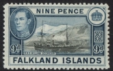 1938  Falkland Islands.  SG.157  9d black and grey-blue. U/M (MNH)