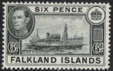 1949  Falkland Islands. SG.156  6d black  U/M (MNH)