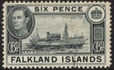 1949 Falkland Islands  SG.156  6d black Used