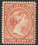 1891 Falkland Islands - SG.11 1d red-brown. wmk Crown CA. U/M (MNH)