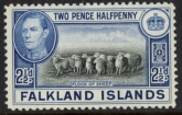 1938 Falkland Islands.  SG.151  2½d  black and bright blue.  U/M (MNH)