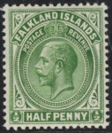 1921 Falkland Islands SG.73  ½d yellowish green.  Unmounted mint