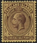 1923  Falkland Islands. SG.77  2½d dp purple/pale yellow.  U/M (MNH)