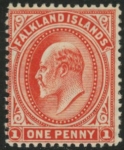 1904  Falkland Islands  SG.44 1d vermilion U/M (MNH).