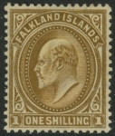 1904  Falkland Islands  SG.48  1/- brown U/M (MNH).