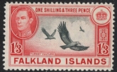 1946 Falkland Islands - SG.159 1/3d  black & carmine-red. U/M (MNH)