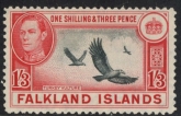 1946 Falkland Islands - SG.159 1/3d  black & carmine-red mounted mint