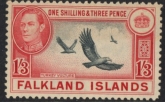 1946  Falkland Islands SG.159  1/3d black and carmine-red mounted mint