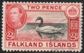 1938  Falkland Islands. SG.150a  2d black & red.  fine used