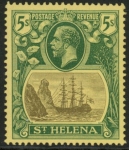1927 St. Helena  SG.110 5s grey & green/yellow mounted mint