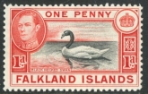 1938 Falkland Islands. SG.147a  1d black and vermilion. U/M (MNH)
