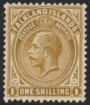 1921  Falkland Islands. SG.79  1/-  deep ochre.  U/M (MNH)