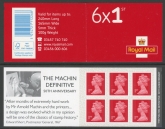 MB19  6 x 1st  brt. scarlet. Arnold Machin 50th Anniv. code MSIL M17L SBP all upright.  ISP Walsall.