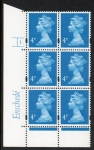 Y1669 (U132B)  4p new blue  2B Enschedé Cyl. 1 dot. 4mm varnished bands. yellow fluor PVA (bluish).U/M (MNH)