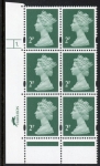 Y1668 (U85D) 2p TIII deep green. 2B Harrison. PVA bluish Cyld.1dot phos 45. blue fluor U/M (MNH)