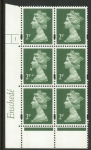Y1668 (U85C) 2p TIII deep green. 2B Enschedé. PVA (white back) Cyld.1 no dot blue fluor U/M (MNH)