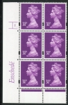 Y1695 (U327)  31p 2B deep mauve  Enschedé Cyl.1 dot 2mm Varnished bands. white back. blue fluor. U/M (MNH)